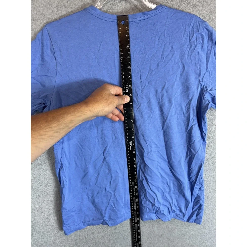 Lands End Shirt Mens Large Blue V Neck Soft Cotton Casual Lightweight Tee